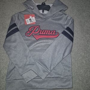 Puma Kids Gray Hoodie with Red Logo